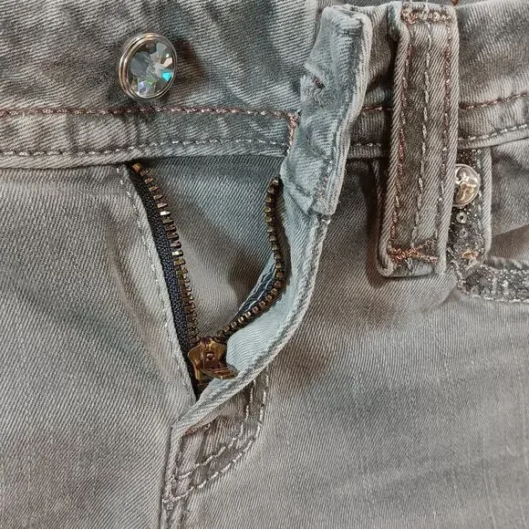 Rock Revival Boris Skinny Jeans Womens 26 Gray Stretch Embroidered Denim​​​ - Picture 4 of 13